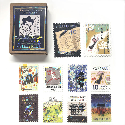 SEAL-DO Shinzi Katoh - Walking Through Literature Sparkling Flake Stickers - Osamu Dazai & Ryunosuke Akutagawa