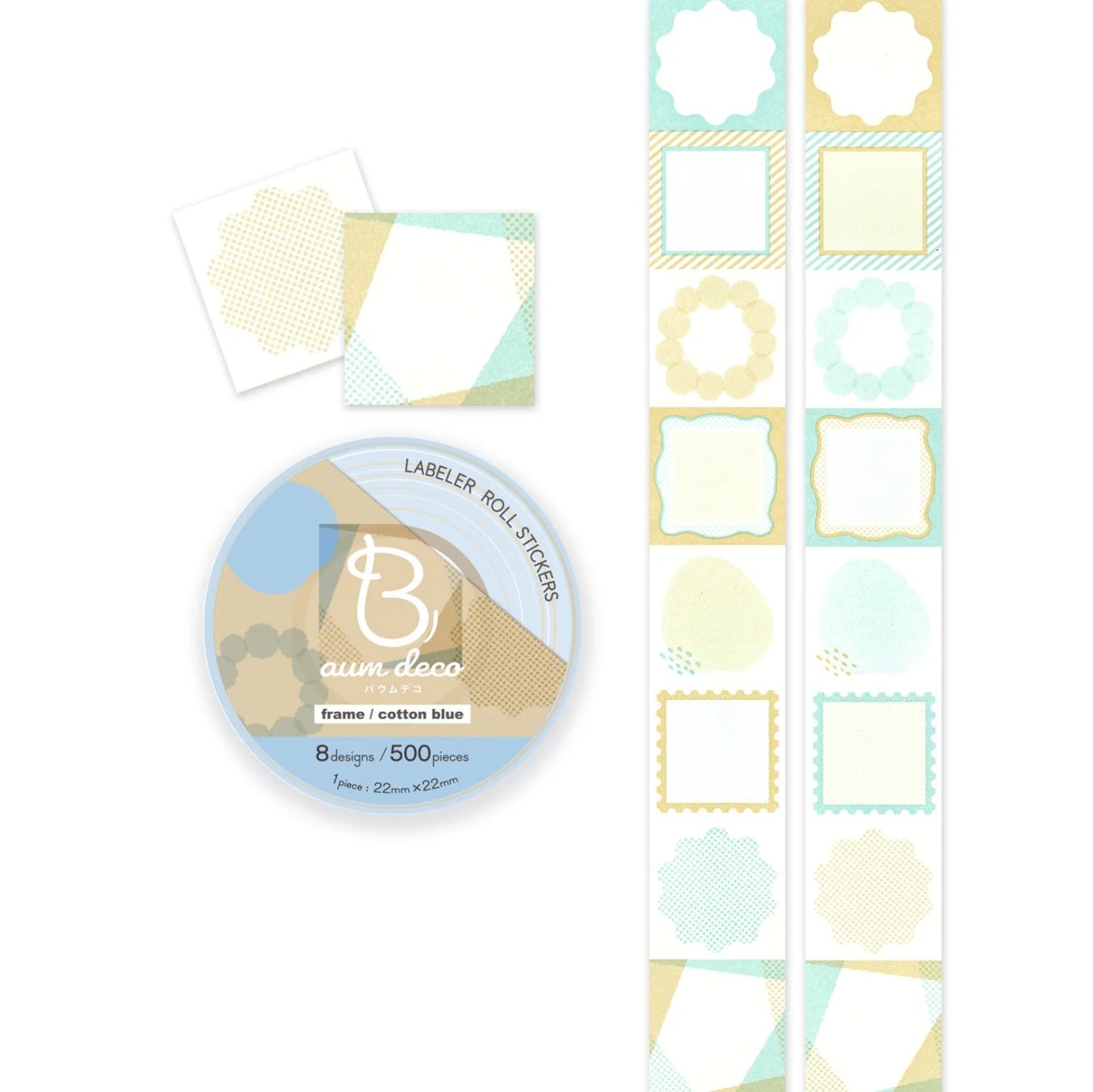 Baum Deco Label Sticker Roll - Frame / Cotton Blue