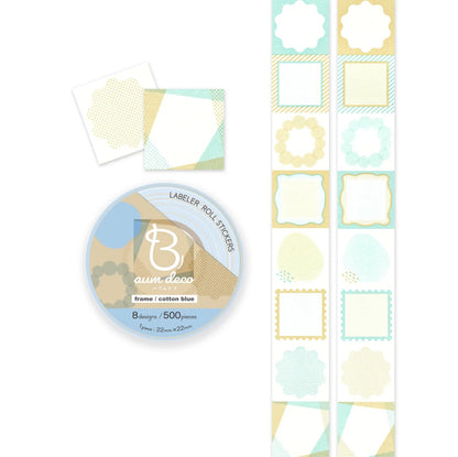 Baum Deco Label Sticker Roll - Frame / Cotton Blue