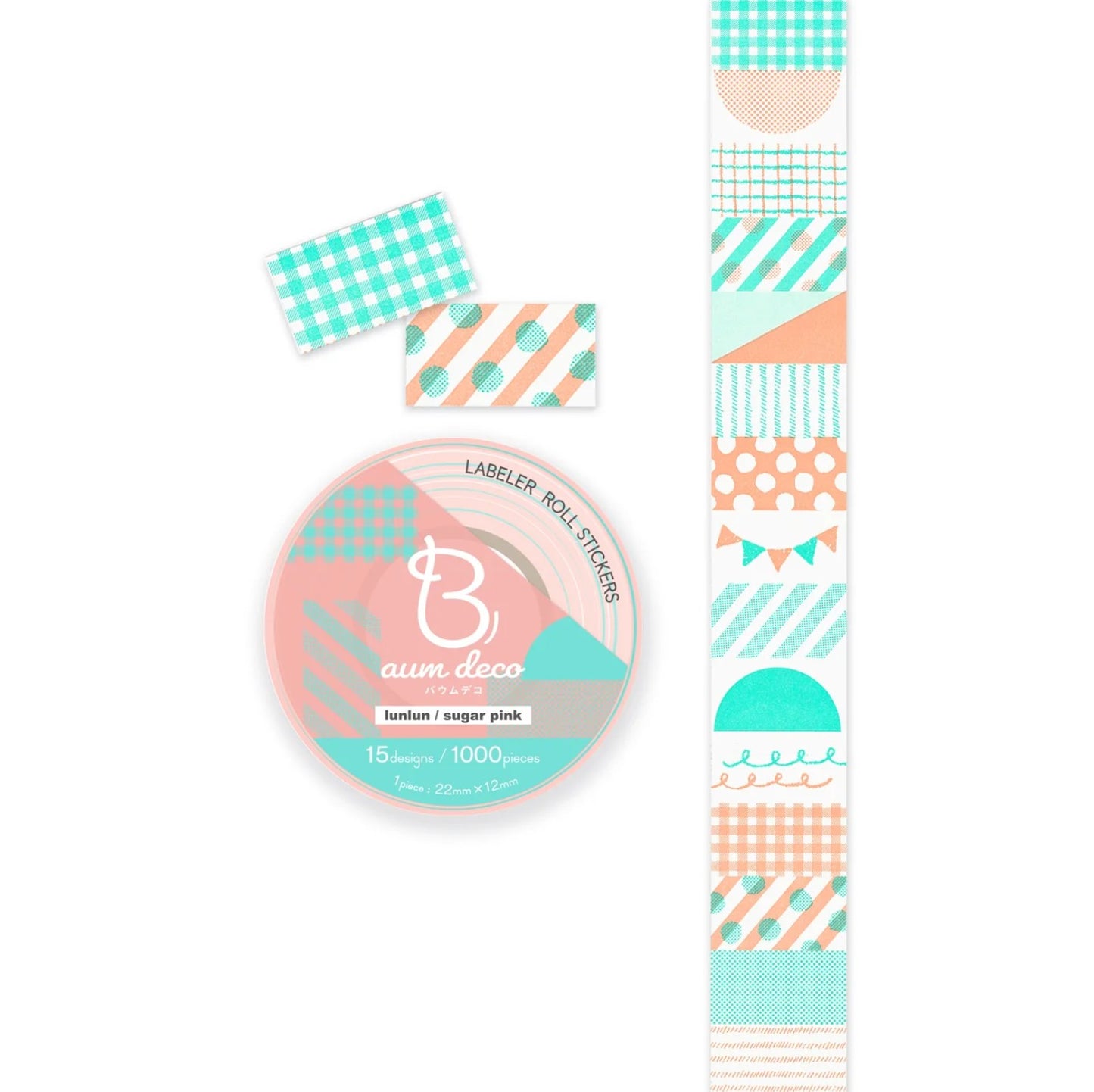 Baum Deco Label Sticker Roll - Runrun / Sugar Pink
