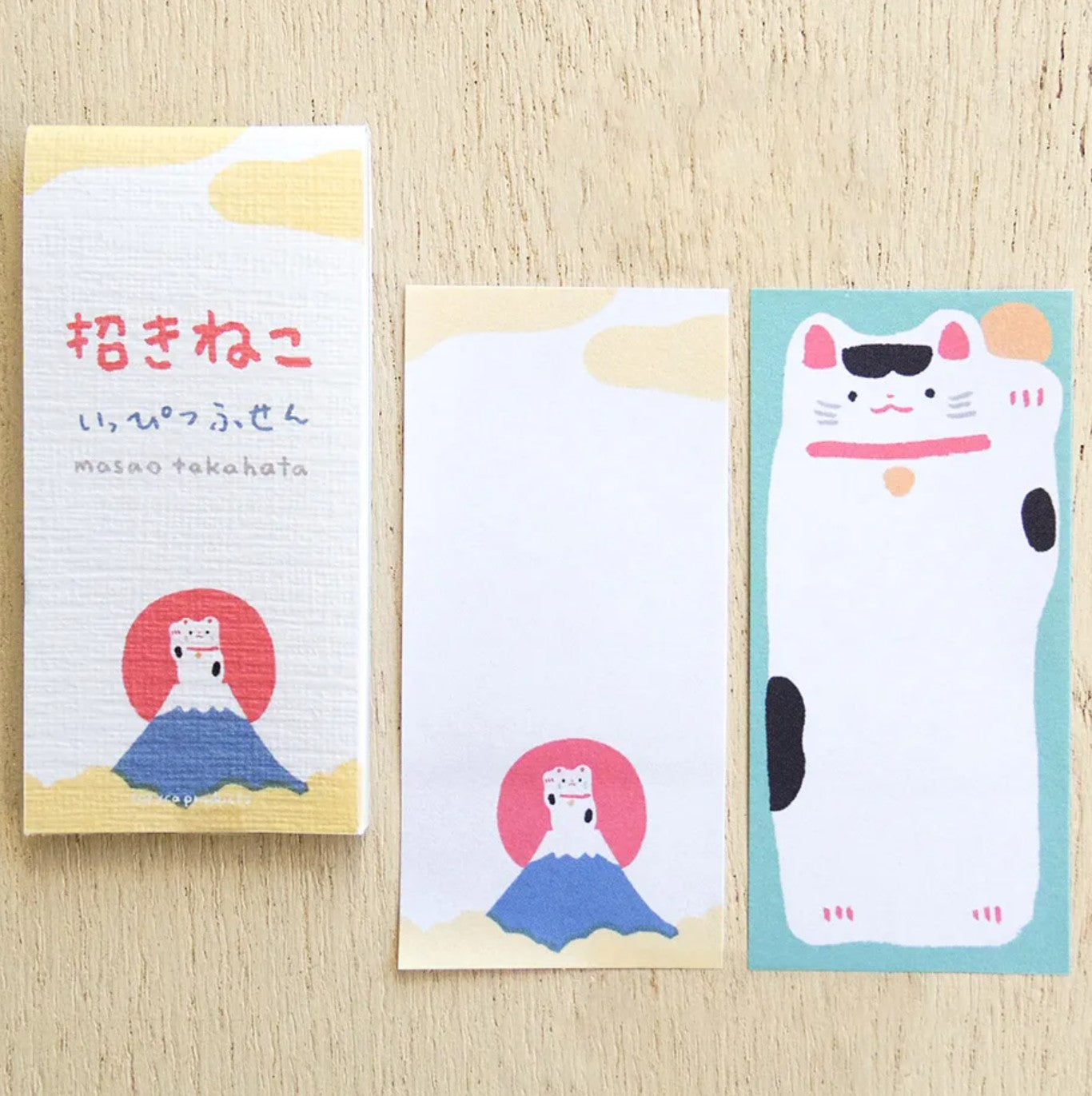 Cozyca - One-Line Sticky Notes - Masao Takahata - Bear & Lucky Cat