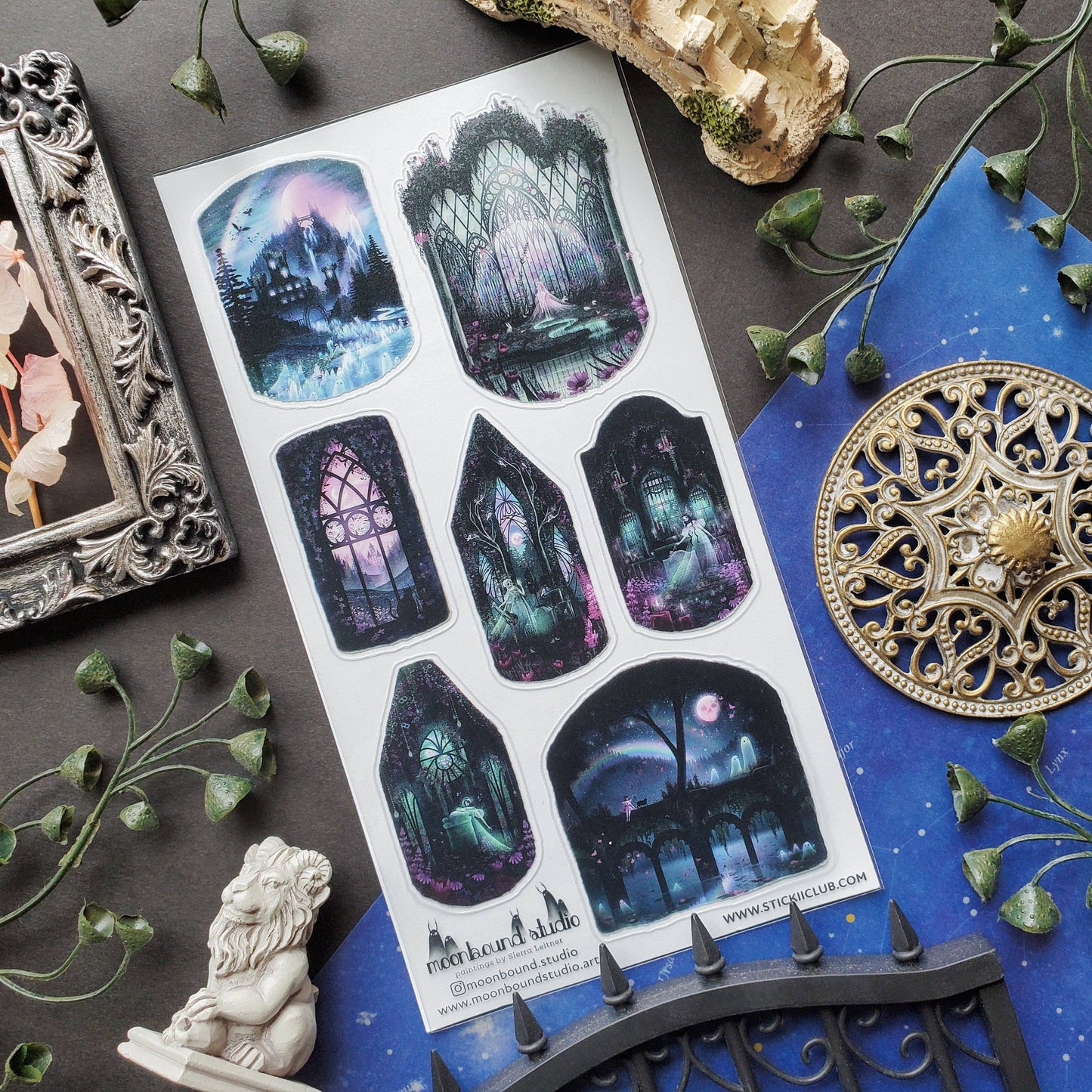 STICKII - Sticker Sheet - Moonbound Studio - Moonlit Haunted Mansion