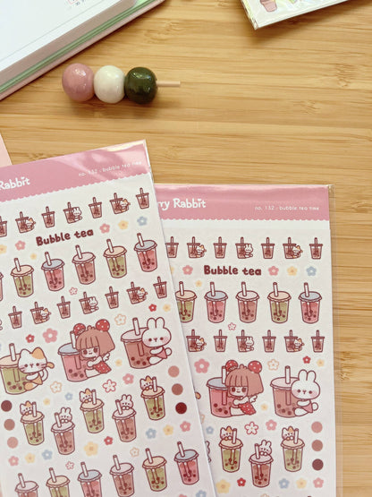 Cherry Rabbit - Sticker Sheet - Bubble Tea Time