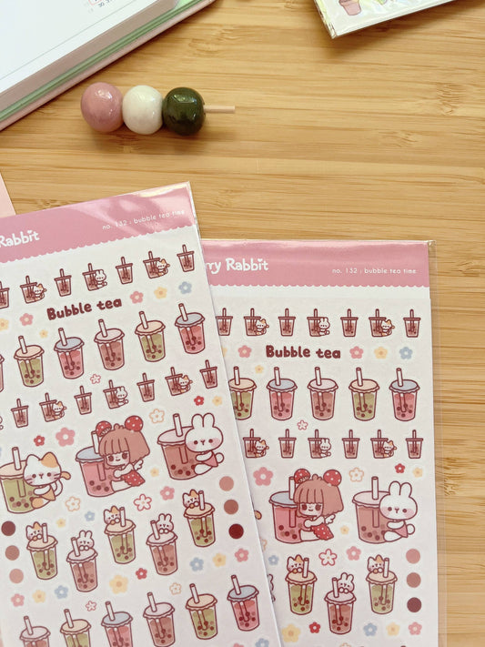 Cherry Rabbit - Sticker Sheet - Bubble Tea Time