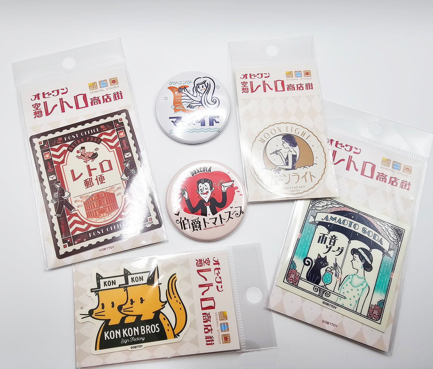 OB1TOY x General Sticker Co Ltd. - Retro Shopping Street Badge Pin - Mermaid Cleaning Service