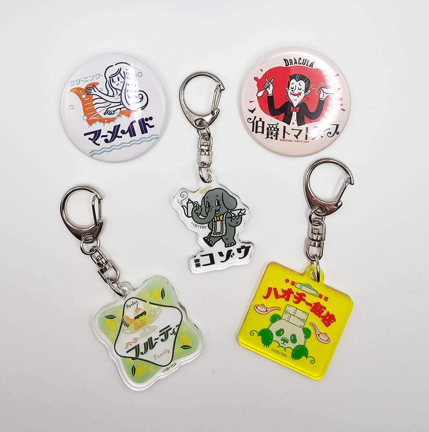 OB1TOY x General Sticker Co Ltd. - Retro Shopping Street Badge Pin - Tomato Soup Dracula