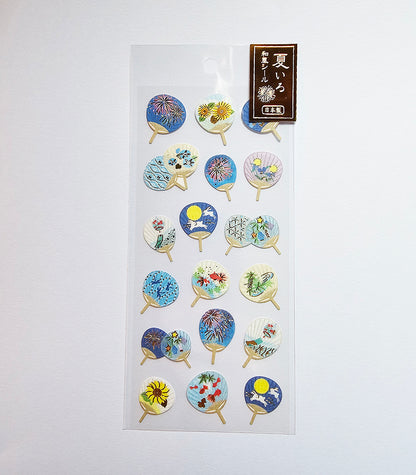 Active Corporation - Summer Limited - Foil-Stamped Stickers - Japanese Fan Designs