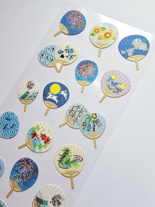 Active Corporation - Summer Limited - Foil-Stamped Stickers - Japanese Fan Designs