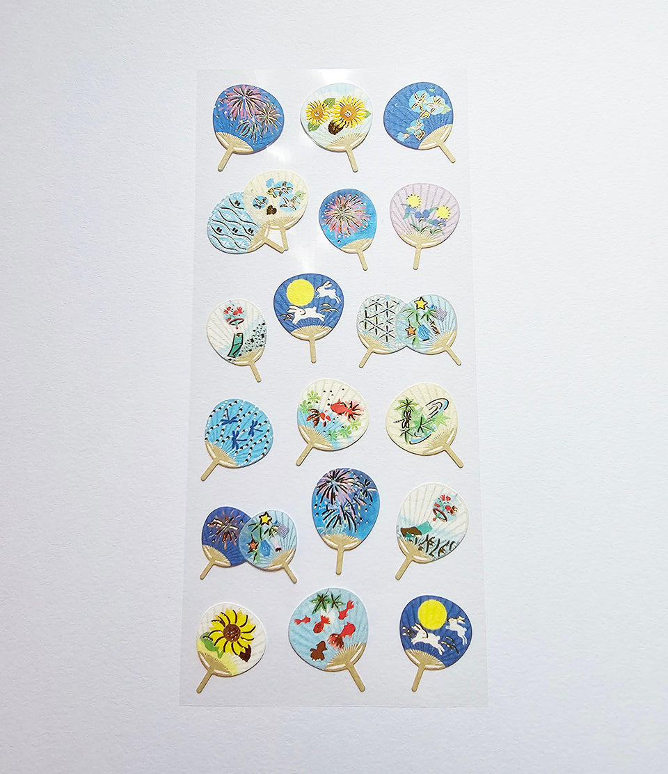 Active Corporation - Summer Limited - Foil-Stamped Stickers - Japanese Fan Designs