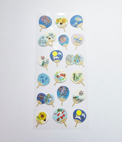 Active Corporation - Summer Limited - Foil-Stamped Stickers - Japanese Fan Designs