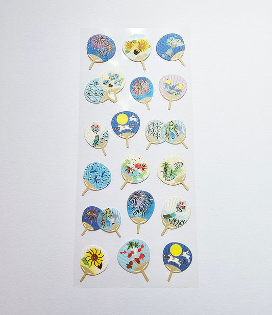 Active Corporation - Summer Limited - Foil-Stamped Stickers - Japanese Fan Designs