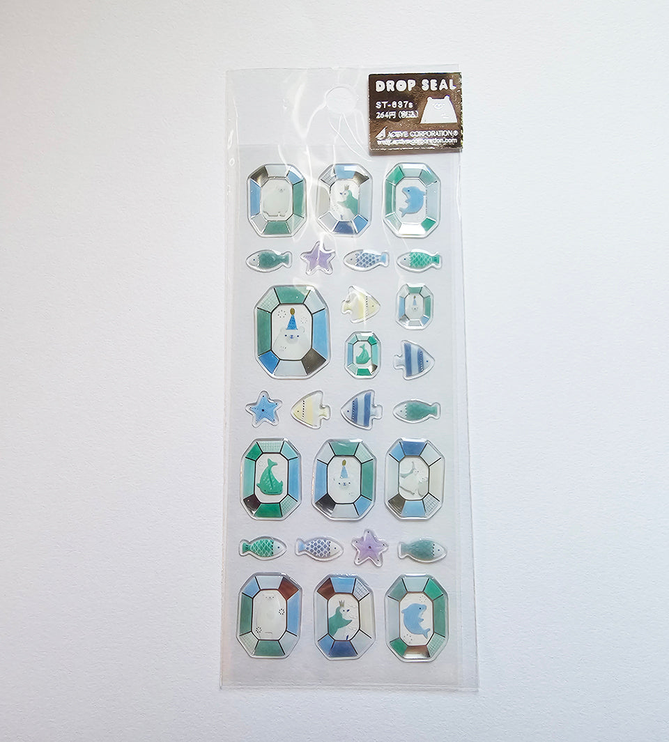 Active Corporation - Summer Limited - 3D Drop Stickers - Ice Jewels and Sea Creatures