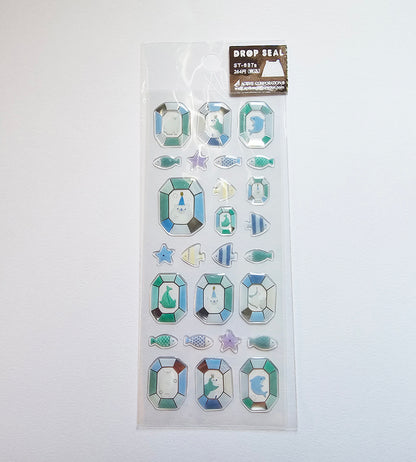 Active Corporation - Summer Limited - 3D Drop Stickers - Ice Jewels and Sea Creatures