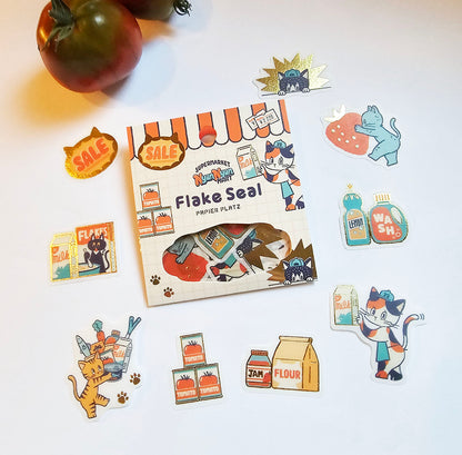 OB1TOY x Papier Platz - Supermarket Series NyanNyan Mart - Flake Stickers - Sale Day