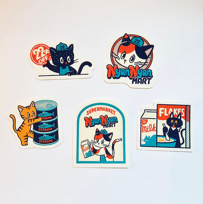 OB1TOY x Papier Platz - Supermarket Series NyanNyan Mart - Die-Cut Sticker - At Work