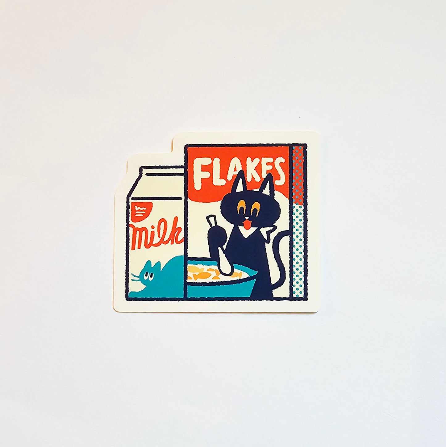OB1TOY x Papier Platz - Supermarket Series NyanNyan Mart - Die-Cut Sticker - Milk & Flakes