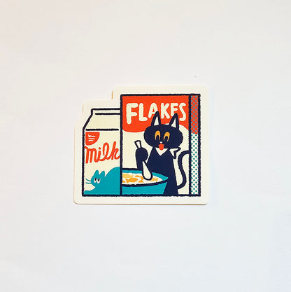 OB1TOY x Papier Platz - Supermarket Series NyanNyan Mart - Die-Cut Sticker - Milk & Flakes