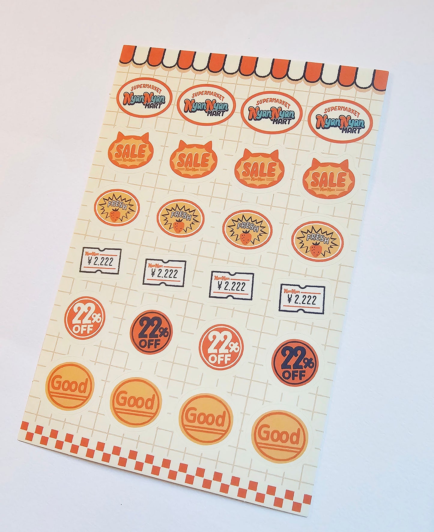 OB1TOY x Papier Platz - Supermarket Series NyanNyan Mart - Sticker Sheet - Seals
