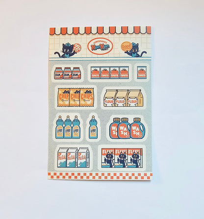 OB1TOY x Papier Platz - Supermarket Series NyanNyan Mart - Sticker Sheet - Items
