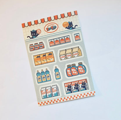 OB1TOY x Papier Platz - Supermarket Series NyanNyan Mart - Sticker Sheet - Items