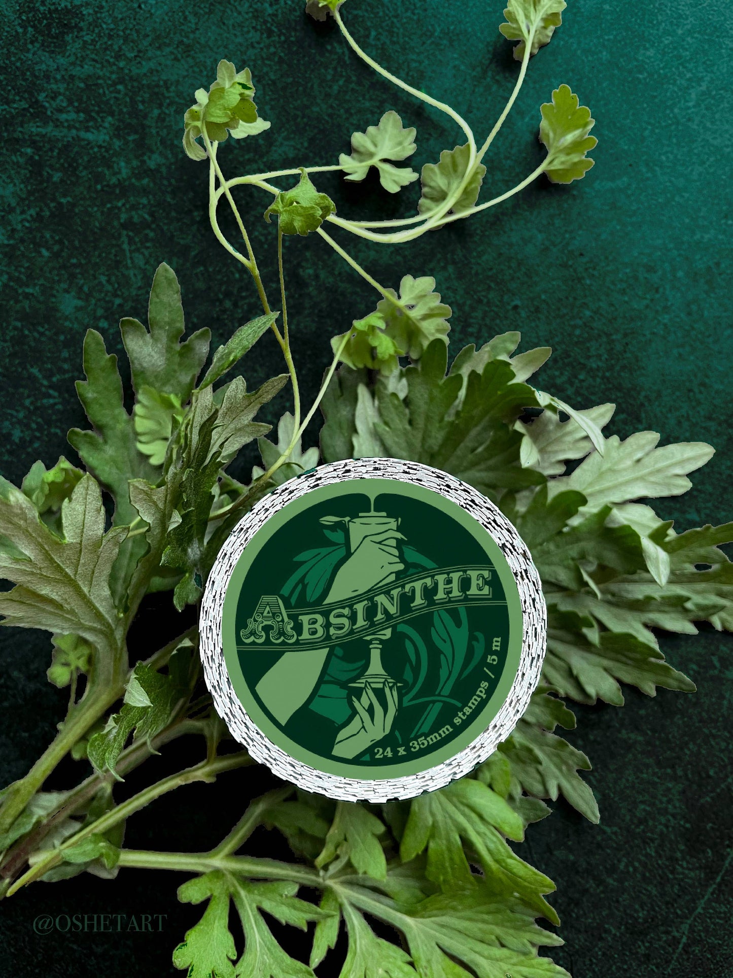 OSHETART - Stamp Washi Tape - Absinthe - Gold Foil