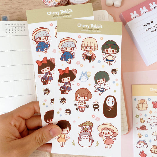 Cherry Rabbit - Sticker Sheet - Studio Ghibli