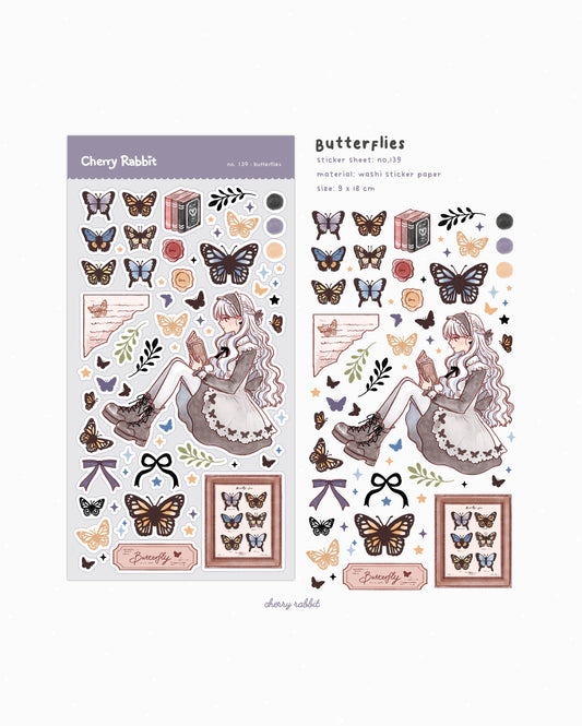 Cherry Rabbit - Sticker Sheet - Butterflies
