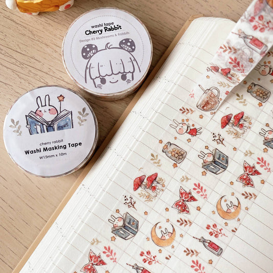 Cherry Rabbit - Mushroom & Rabbit Washi Tape
