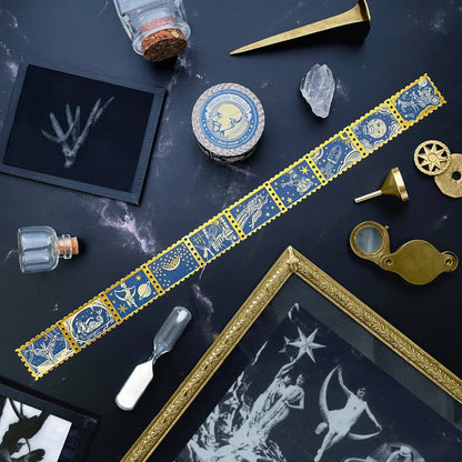 OSHETART - Stamp Washi Tape - Georges Méliès Classic Film - Trip to the Moon - Gold Foil