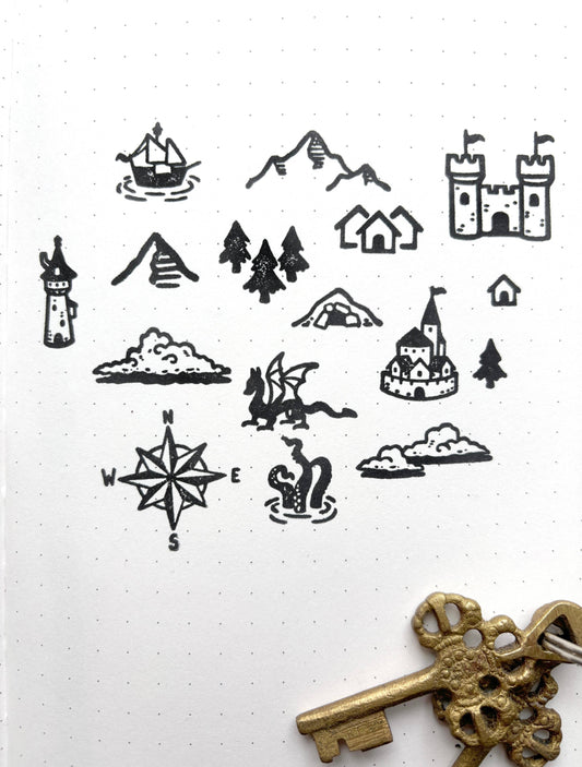 The Creeping Moon - Rubber Stamps - Fantasy Map Stamp Set