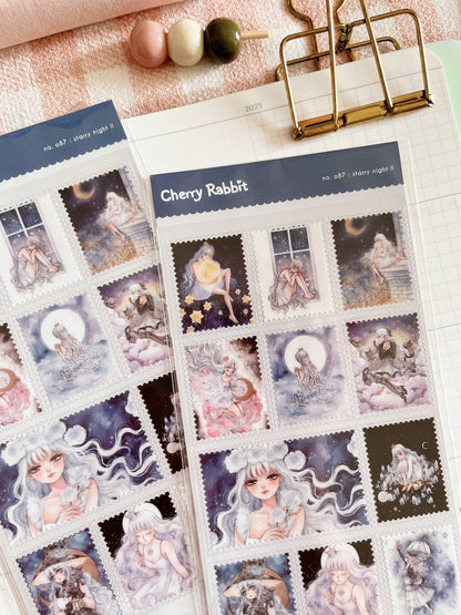 Cherry Rabbit - Sticker Sheet - Starry Night II no.087