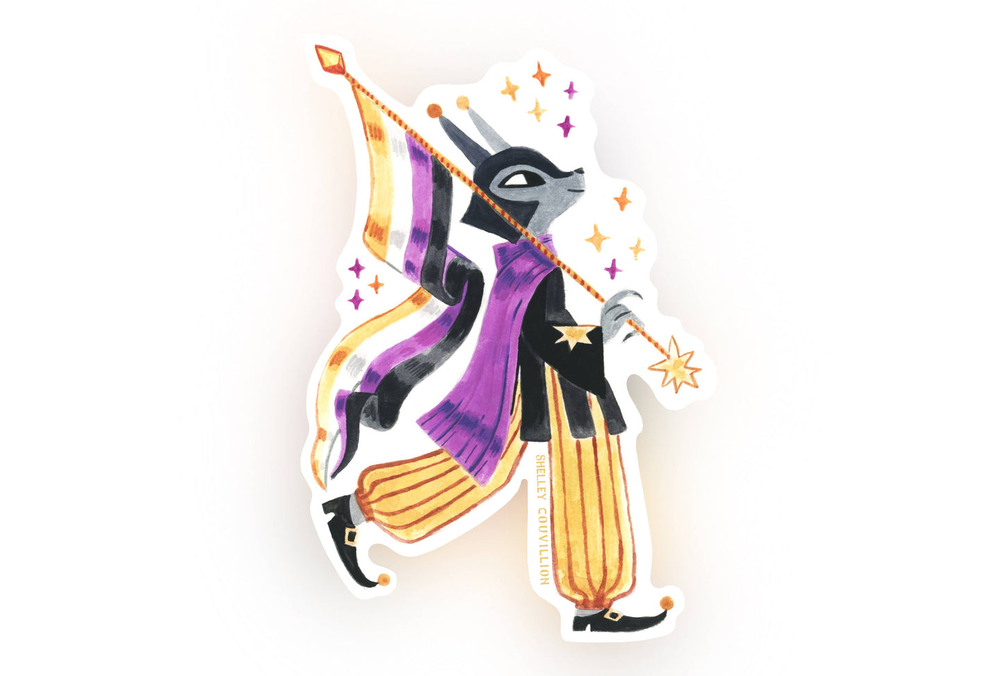 Book Moth Press - Sticker - Queer Cuties Medieval Animal Pride - Non-Binary Wolf
