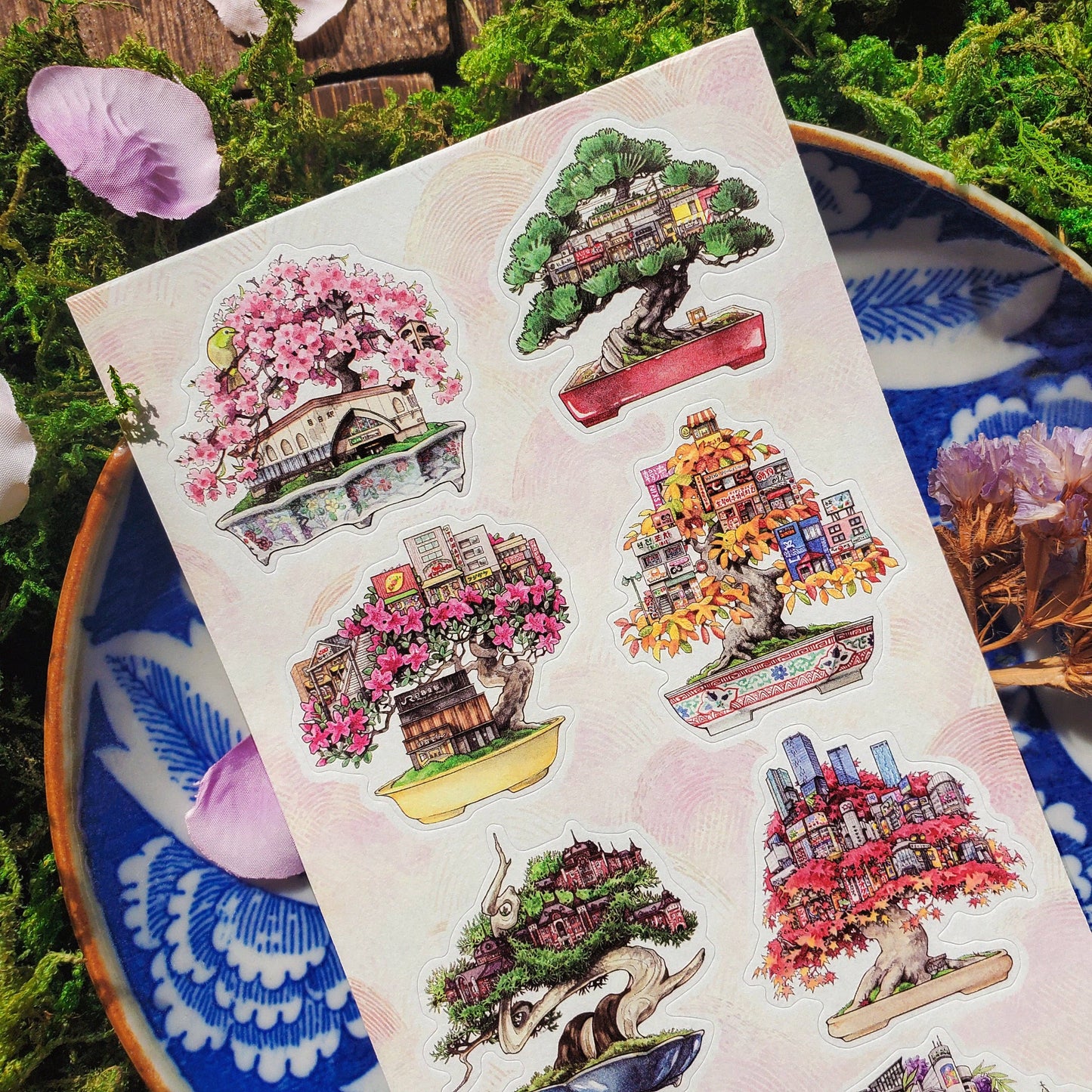 STICKII - Sticker sheet - Erica Ward Illustration - Bonsai Cities