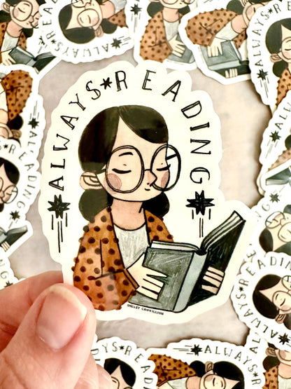 Book Moth Press - Sticker - Always Reading Books