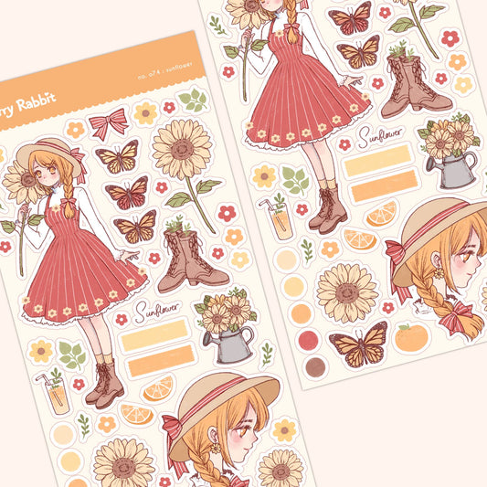 Cherry Rabbit - Sunflower Sticker Sheet no.074