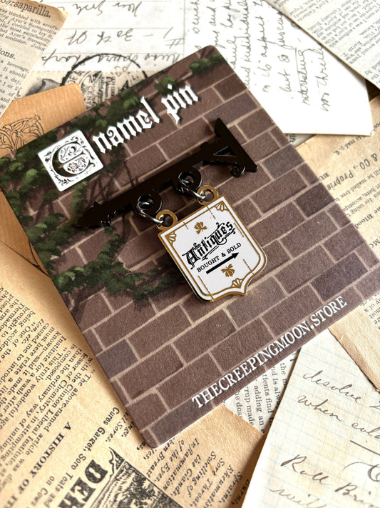 The Creeping Moon - Enamel Pin - Antique Shop Sign