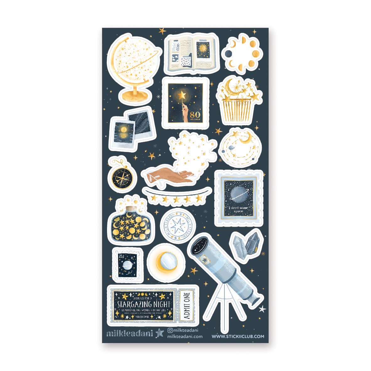 STICKII - Sticker Sheet - Milk Tea Dani - Stargazing Night
