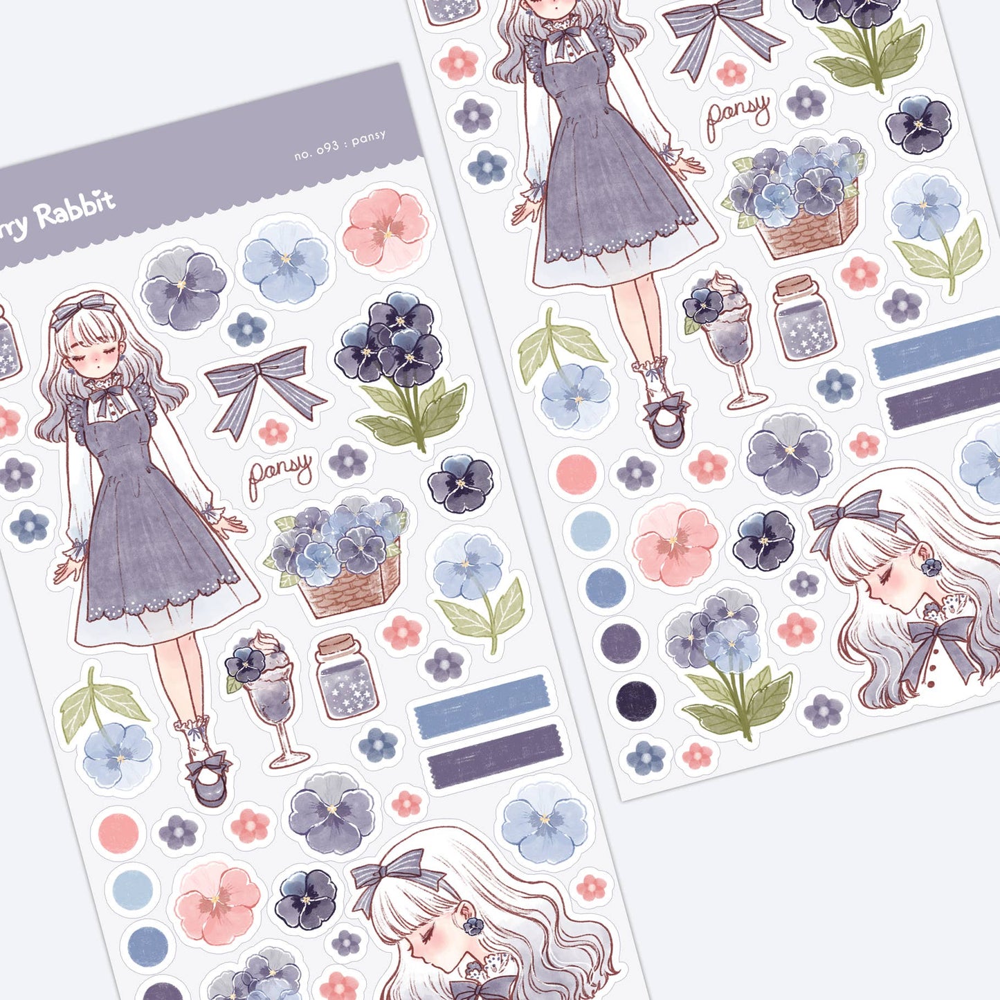 Cherry Rabbit - Sticker Sheet - Pansy no.093