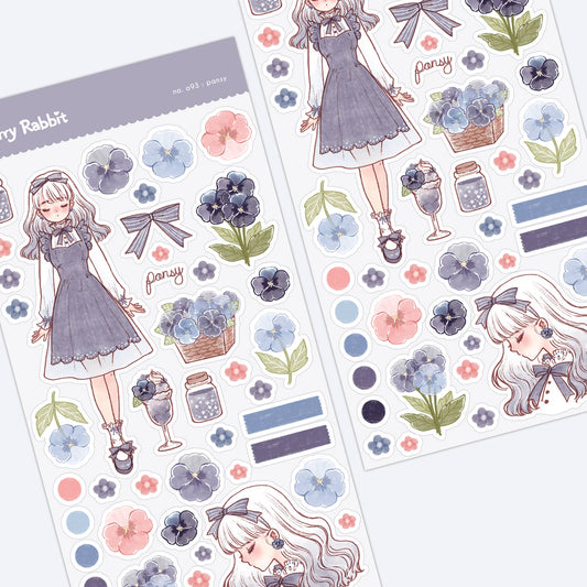 Cherry Rabbit - Sticker Sheet - Pansy no.093