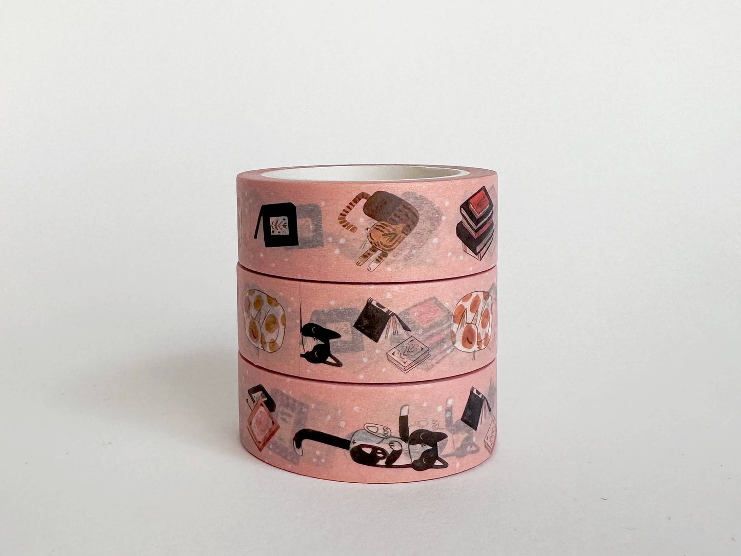 Book Moth Press - Washi Tape - Pink Cats & Books