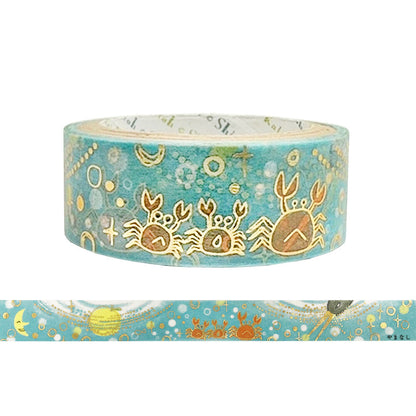 Decorative tape with crab design on a blue background