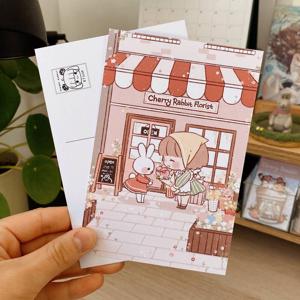 Cherry Rabbit - Postcard - Tulips & Rabbits