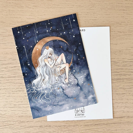 Cherry Rabbit - Postcard - Starry Night - La Lune