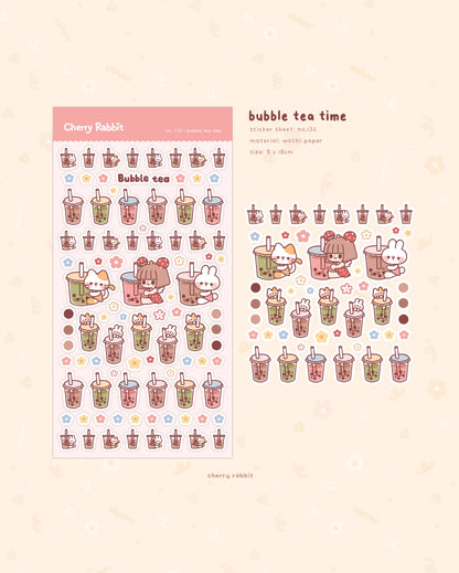 Cherry Rabbit - Sticker Sheet - Bubble Tea Time