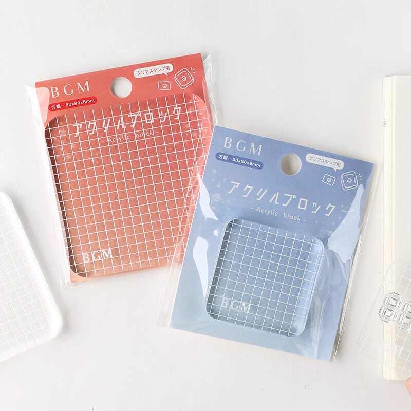 BGM - Clear Acrylic Stamp Block with Grid - Size Large