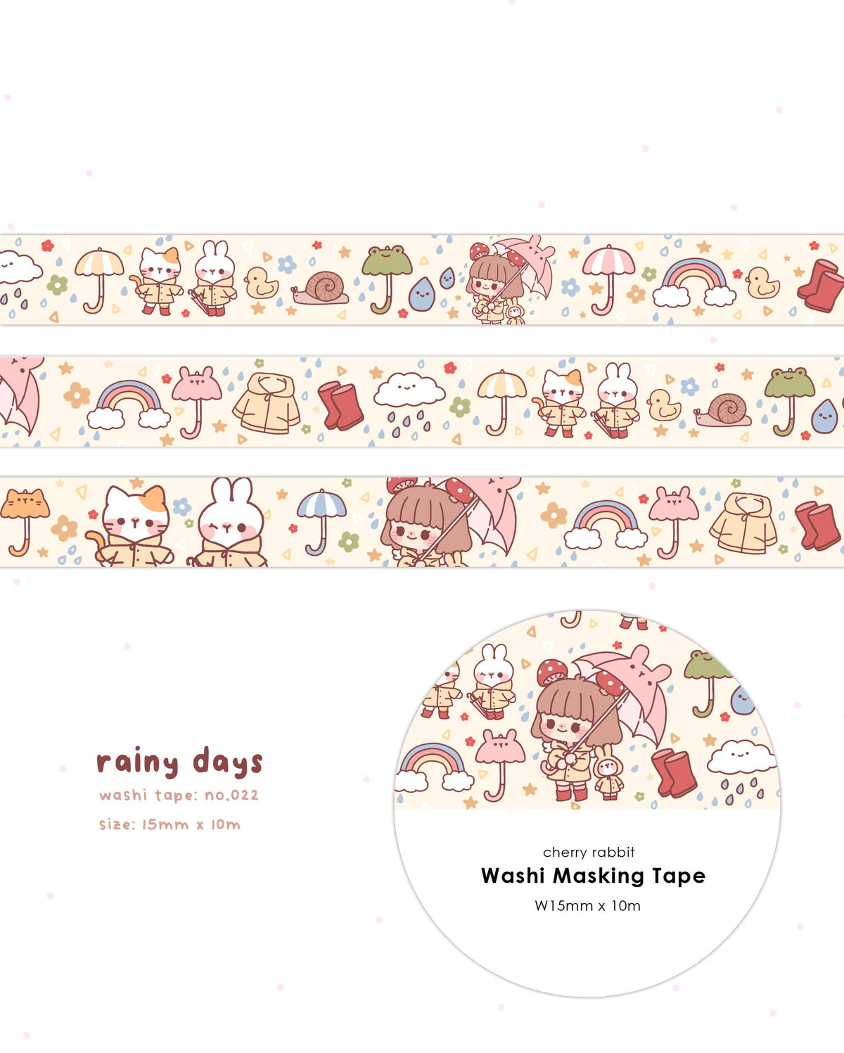 Cherry Rabbit - Washi Tape - Rainy Days