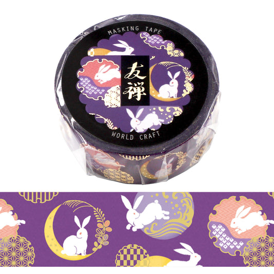World Craft - Foil-Stamped Washi Tape - Yuzen - Moon Rabbit