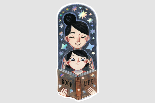 Book Moth Press - Holographic Sticker - Book Life - Mom and Child