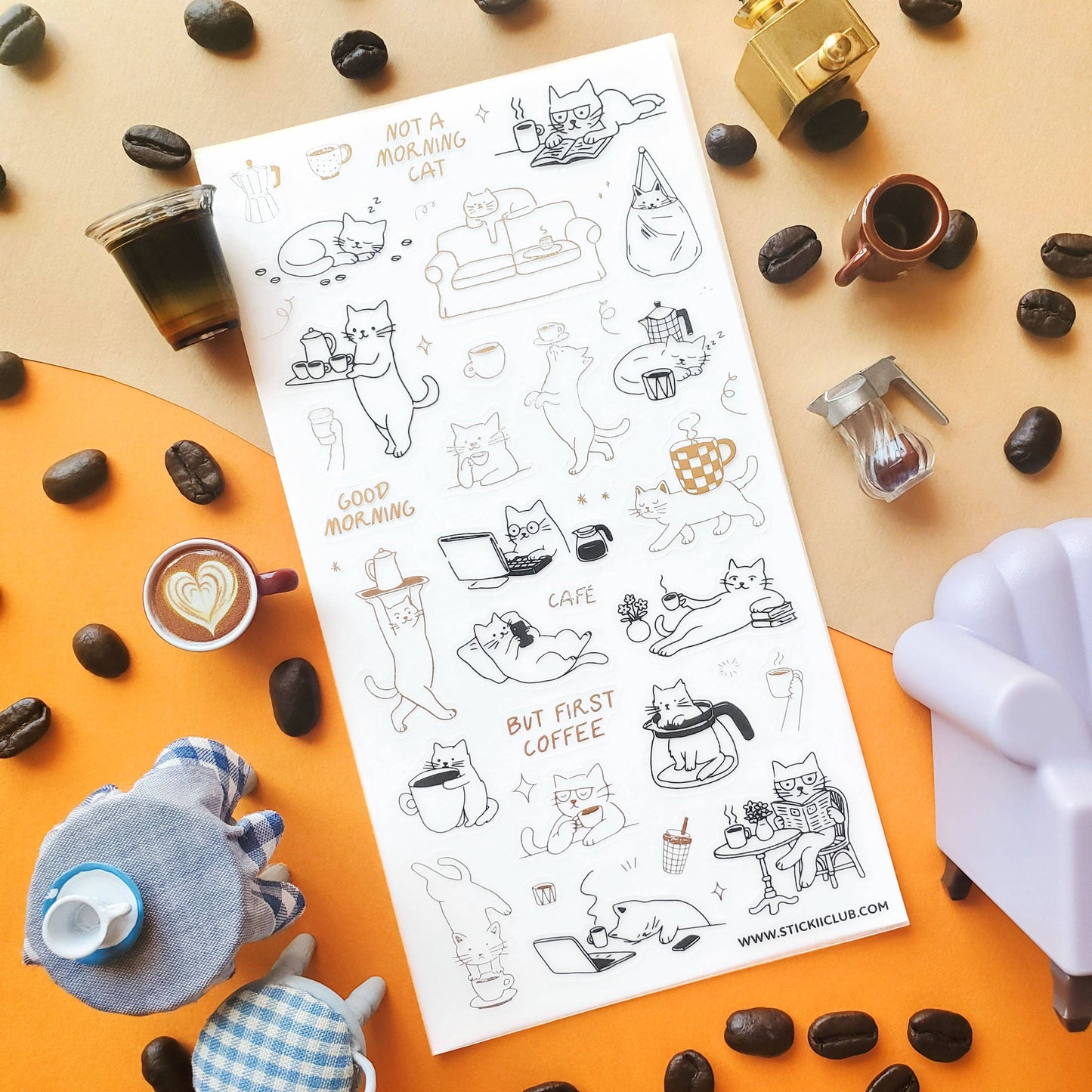 STICKII - Sticker sheet - Purr, Pour, Repeat