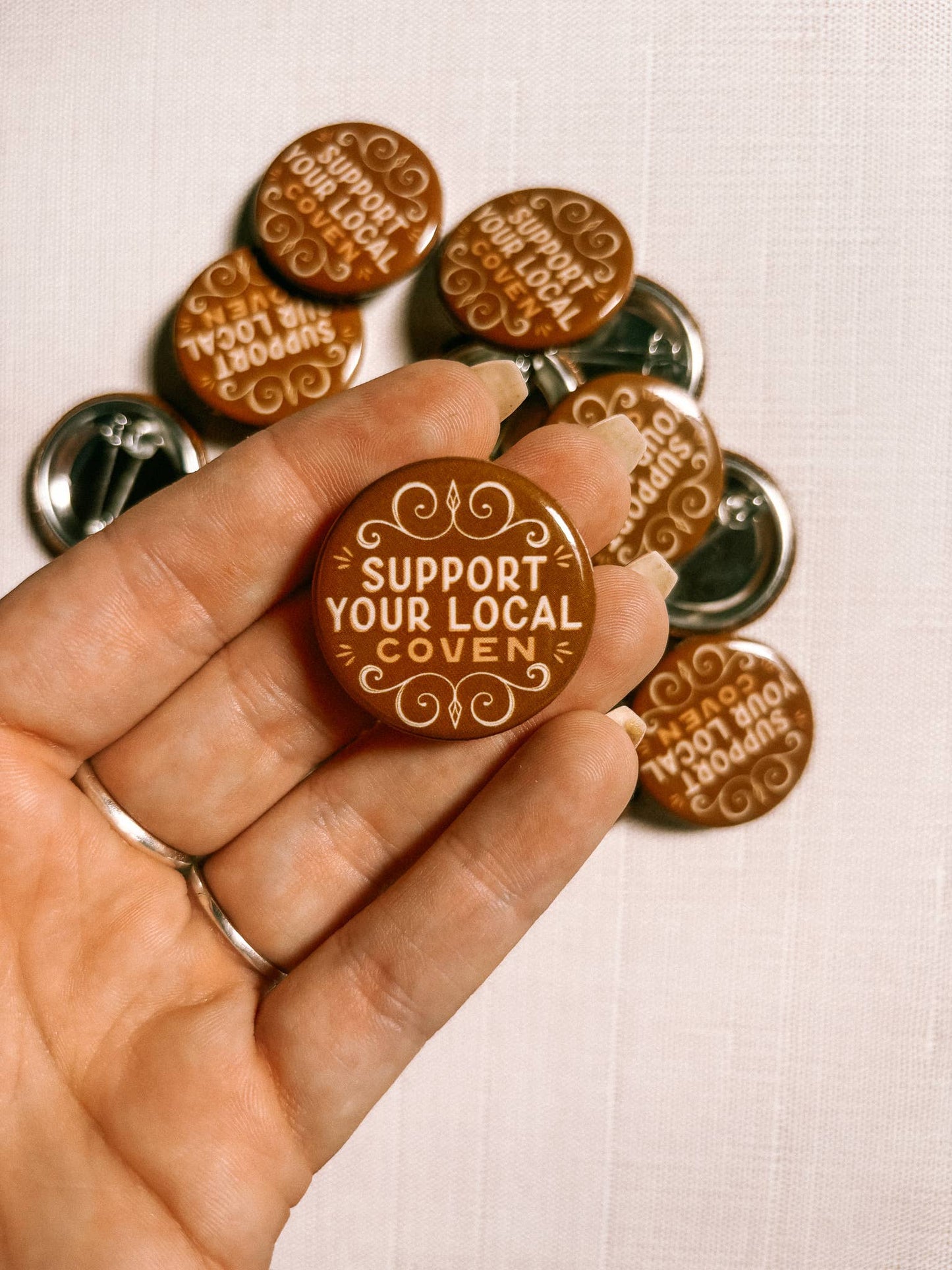 Lantern Print Co. - Button Pin - Support Your Local Coven